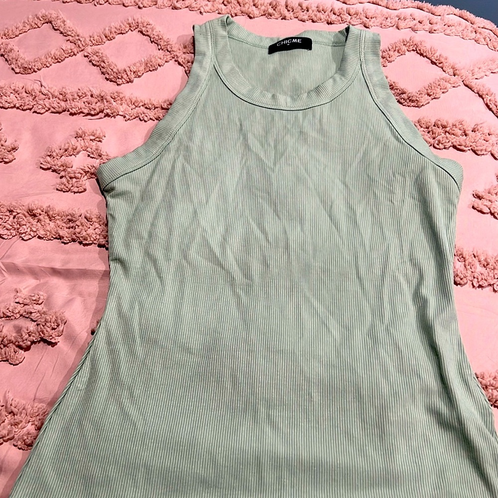 Minty green soft ribbed tank.